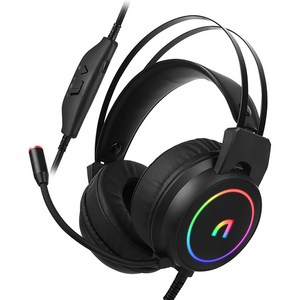 앱코 가상 7.1 RGB 노이즈 캔슬링 마이크 게이밍 헤드셋, 블랙, N500