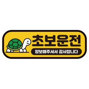 카마존 반사 탈부착 가로형 자석 스티커, 초보운전 거북이, 1개