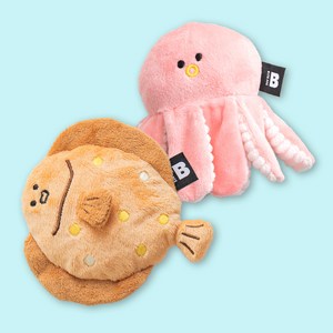 바잇미 강아지 바다친구들 장난감 넙치 + 문어 세트, 넙치, 문어, 1세트