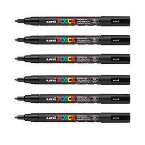 포스카 컬러마커 PC-3M BLACK, 6개, 1색