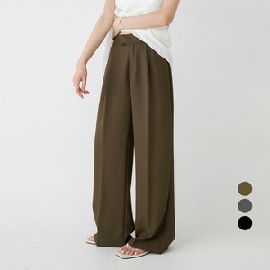 코튼클로젯 여성용 빅사이즈 하이웨스트 핀턱 스판 와이드 슬랙스