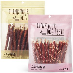 띵크유어도그티 강아지 스틱 오리우유껌 + 소고기우유껌, 오리, 소고기, 240g, 1세트