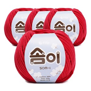 필립섬유 쎄비 솜이 패브릭얀 뜨개실 65g, 체리레드, 4개