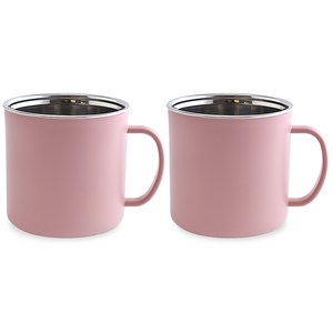 디유 스텐 머그컵 4컬러 300ml, 핑크, 2개