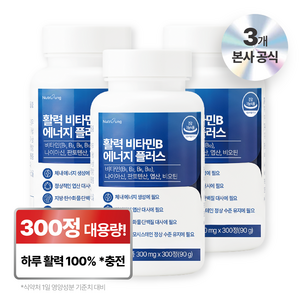 뉴트리정 활력 비타민B 에너지 플러스 대용량, 3개, 300정