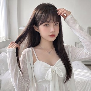 오이키 가발 자연스러운 여성 패션 전체 데일리 롱 생머리, 1개, 내추럴 블랙