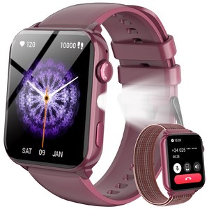 Baolubao-R30MAX 사각형 대화면 스마트워치 1.91인치 HD 곡면 디스플레이 LED 손전등 IP68 방수 통화가능 스마트 손목시계, 블루투스, 3.7cm, 분홍색