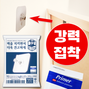 후크대장 무타공 액자걸이 초강력 접착식 + 프라이머 포함, 투명, 10개