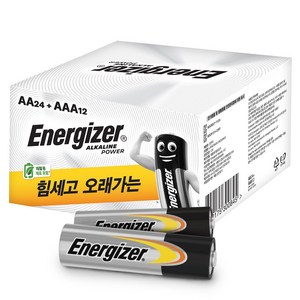 에너자이저 알카라인 종이팩 AA건전지 24입 + AAA건전지 12입, 36개입, 2세트