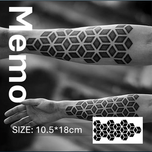 MEMO INK 타투 스티커 D210 고급스러운 반영구 문신 디자인 "지오메트릭 큐브", 1개