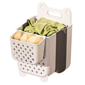 유포릭 공간효율 끝판왕 접이식 빨래바구니 속옷바구니, 화이트그레이