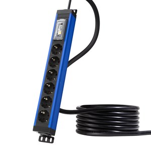 파워존 유커먼 4000W 고용량 알루미늄 6구 멀티탭 누전차단 서버탭, 다크블루, 5m, 1개