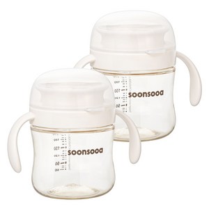 순수아 아기 PPSU 흘림방지 360도 자기주도컵, 아이보리, 2세트, 240ml