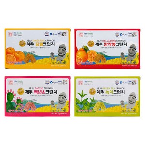올레둘레 제주 크런치 4종 감귤 한라봉 백년초 녹차 기념품 여행선물, 168g, 1세트
