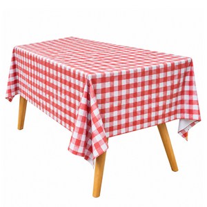 캐프마켓 체크 방수 테이블보 사각 원형 식탁보, 레드, 6인용 140 x 200 cm, 1개