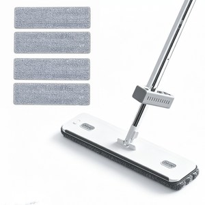 iclean 노터치 물걸레 밀대 40cm 와이드 밀대걸레 길이조절 패드 4개 포함, 1세트