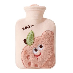 토리모 보온 물주머니 찜질팩 + 극세사커버 실리콘 온수팩 보냉, 복숭아1L(M)