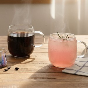 쥬르 플리츠 내열유리 머그컵 395ml, 투명, 6개