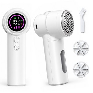 Callumr 충전식 보풀제거기 6중날 디지털 표시 안전잠금 LED 조명 휴대용, White, YM16