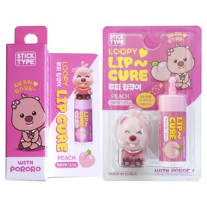 케이엠제약 뽀로로 루피 피규어 립밤, 복숭아향, 2.5g, 3개