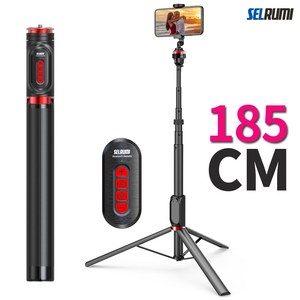 셀루미 줌 인아웃 무선 블루투스 갤럭시 전용 셀카봉 삼각대, SEL-ML185K(블랙 + 레드), 1개, 블랙 + 레드