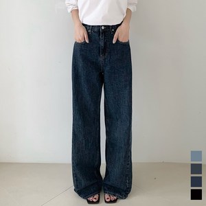 디어모른 4컬러 절개 와이드 밴딩 팬츠 3단기장 청바지