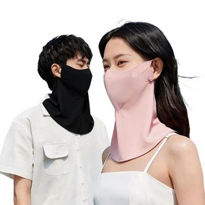 리노아 자외선차단 쿨 마스크 스포츠 골프 자전거 얼굴목커버 냉감 통기성 마스크, 2개, 블랙+핑크