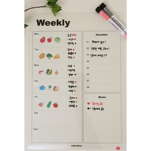 리틀빈 비스포크 오브제 냉장고 달력 접착 스케줄 보드, 1개, 투명 주간