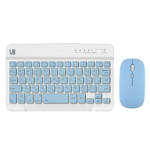 UB BK1 블루투스 무선 키보드+마우스 세트, 텐키리스, 스카이블루 스몰, BK 1