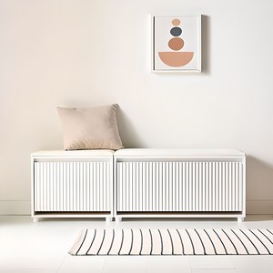 화이트가구 루바 신발장의자 500 800, 브라운