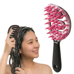 헤이데야 두피 마사지 머리감는 두피브러쉬 두피스케일링 실리콘 샴푸브러쉬 샴푸빗, 1개, 핑크