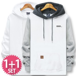 블루포스 라엔티 후드티 + 트렙 후드티 [2장 묶음] 남자 긴팔 티셔츠 남성 빅사이즈 운동복 가을 단체티 커플티 츄리닝