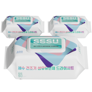 세수 건조기 섬유유연제 시트 드라이 시트지, 3개, 100매입
