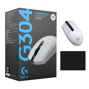 로지텍 G304 LIGHTSPEED 게이밍 무선 마우스 병행 정품박스 + 스토리링크 마우스패드, + 스링 마우스패드, 로지텍 G304_화이트