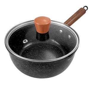 YONIVI 라면 냄비 세라믹 편수 냄비 (인덕션 사용 가능) 1인용 2인용 겸용 라면 전용 냄비, 1개, 블랙, 18cm