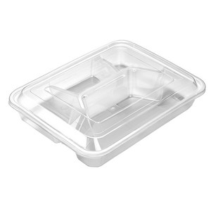 내열 투명 800ml 일회용 PP 밀봉 4칸 다기능 도시락통 가정용/포장 또는 배달 배송용으로 사용 가능, 1개, 45개