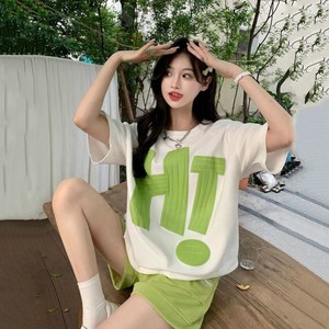 ANYOU 여성 여름트레이닝복세트 오버핏 트레이닝세트 반팔티+반바지