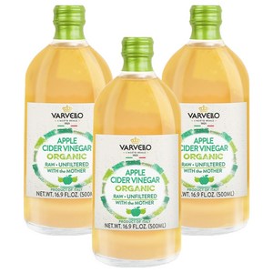 발베로 유기농 애플 사이다 비네거, 500ml, 3개
