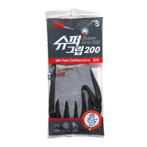 3M 슈퍼그립 200 안전 장갑 S, 그레이, 1개