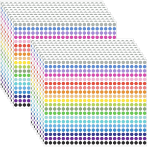 스노벨 10장 4800pcs 20가지 6mm 컬러 도트 원형 스티커, 2세트, 4800개입