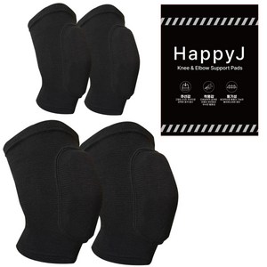 해피제이 군인 무릎+팔꿈치 보호대 세트, 1세트, 검정색(black)