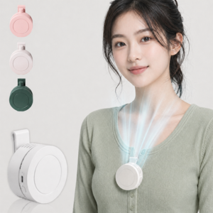 Darlisex 무선 휴대용 클립 선풍기 3단 풍속 + 360도 회전 목걸이/허리/칼라 겸용, 흰색, USB