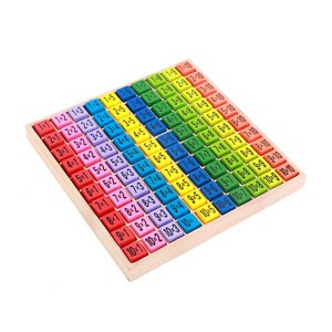 노벨랜드 원목 구구단 교구 곱셈 학습 블록 숫자 퍼즐 유아 초등 수학 교재 1-10단, 1개