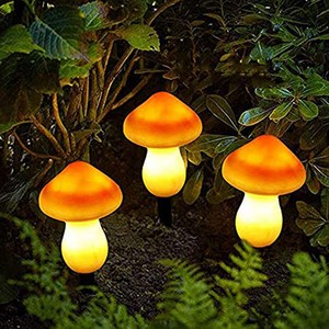 KELAKE 태양광 정원등 LED 버섯등 잔디등 화단 꾸미기 태양열 정원등 (여러 개 구매하면 더 예쁘고), Yellow Light