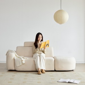 (신제품 1주일 초특가)라노 아쿠아텍스 2인용 패브릭 헤드레스트 모듈소파, 2인용 우형(스툴 포함)