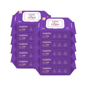 소이베베 베이비 아토 프리미엄 엠보싱 물티슈 캡형 70매, 70g, 70개입, 10개