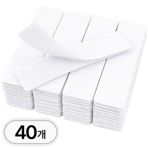 투데이리빙 40개 세트 초강력 찍찍이 벨크로 양면 테이프 붙이는 사각 접착 밴드 정리 탈부착 고정 패치, 화이트