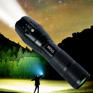 모이스 초고광량루멘 L2 줌 후레쉬 써치라이트 줌기능 고휘도 LED 랜턴 손전등 캠핑 해루질 휴대용 작업등 낚시 자전거, 1개, 블랙