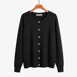 라라티나 시몬 여성용 데일리 간절기 니트 기본 라운드넥 가디건