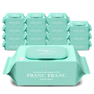 프랑프랑 플라스틱0% 화이트 비데 물티슈 60gsm(무향), 60, 20매입, 12개